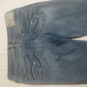 Silver AIKO Mid Capri Denim Blue Jeans